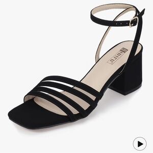 Elegant Black Strappy Block Heels